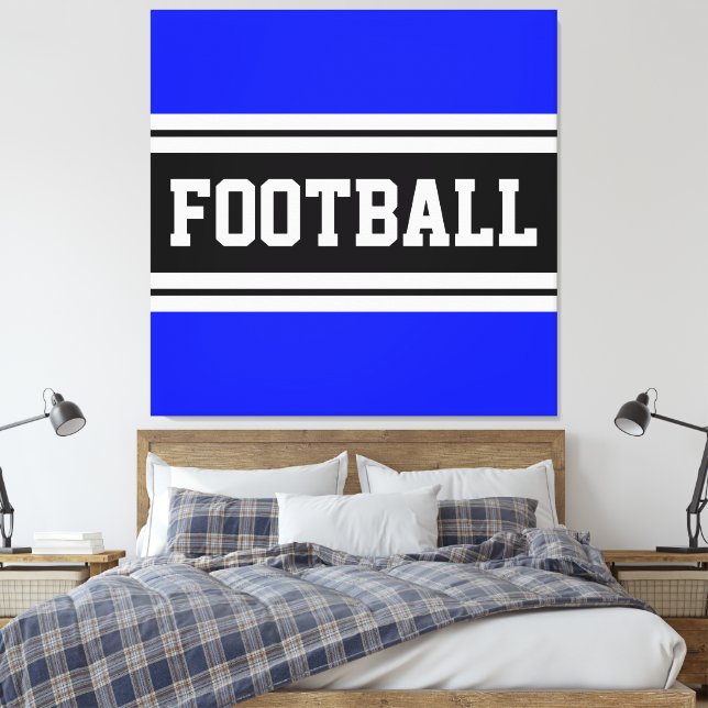 Lienzo FOOTBALL Brillante Azul Blanco Carreras franjas (Insitu(Dormitorio))