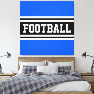 Lienzo FOOTBALL Brillante Azul Blanco Carreras franjas
