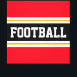 Lienzo FOOTBALL Deportivo Rojo Negro Rayas Amarillas Blan<br><div class="desc">Este colorido diseño deportivo presenta texto de FOOTBALL en negrita dentro de una amplia franja central horizontal negra con rayas de carreras blancas y amarillas doradas contra rayas externas de color rojo brillante. El texto se puede personalizar.</div>