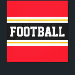 Lienzo FOOTBALL Deportivo Rojo Negro Rayas Amarillas Blan<br><div class="desc">Este colorido diseño deportivo presenta texto de FOOTBALL en negrita dentro de una amplia franja central horizontal negra con rayas de carreras blancas y amarillas doradas contra rayas externas de color rojo brillante. El texto se puede personalizar.</div>