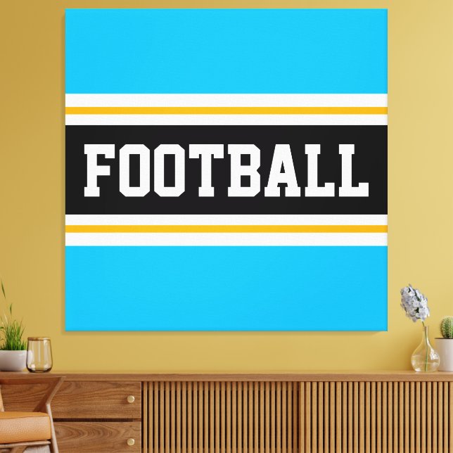 Lienzo FOOTBALL Fun Sky Blue Black Yellow Strikes (Insitu (Sala de estar))