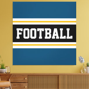 Lienzo FOOTBALL Verde azulado Blue Black Yellow Strips