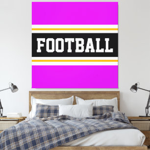 Lienzo FOOTBALL Vivid Pink Black White Yellow Stripes