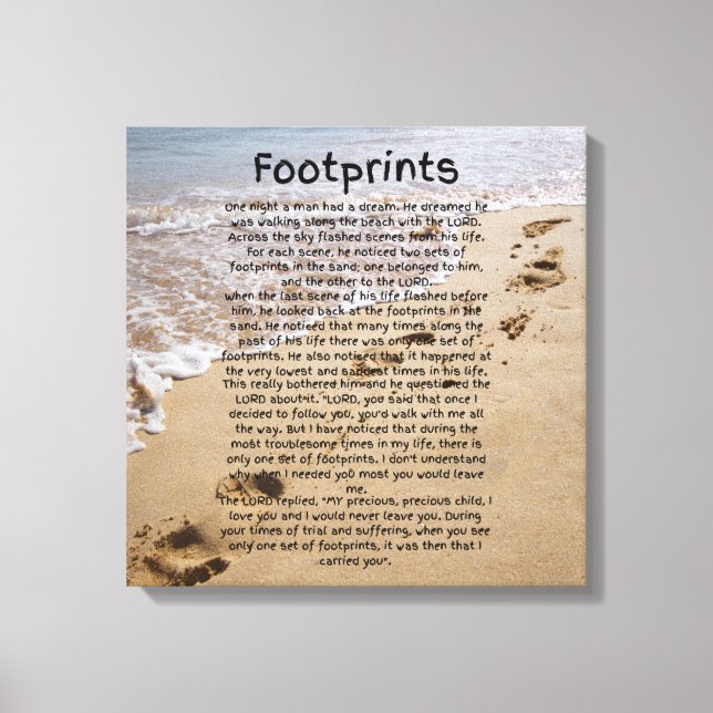 Lienzo Footprints Oración Oración Biblica Arena Canvas Wa (Anverso)