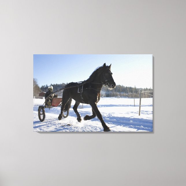 Lienzo Formación de caballos en un paisaje invernal, (Anverso)