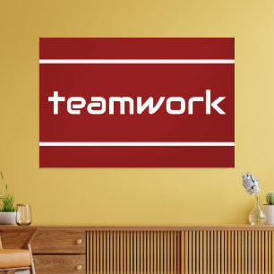 Lienzo Formal moderno blanco TEAMWORK rayas en rojo inten