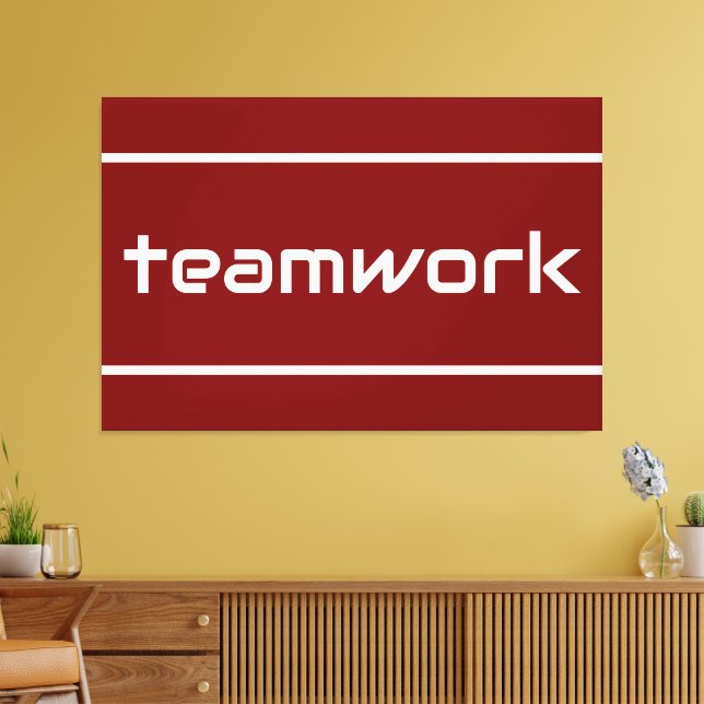 Lienzo Formal moderno blanco TEAMWORK rayas en rojo inten (Insitu (Sala de estar))