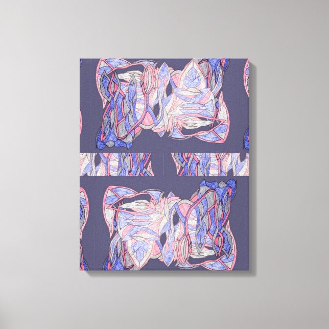 Lienzo Formas abstractas de coral e índigo fluyendo (Anverso)