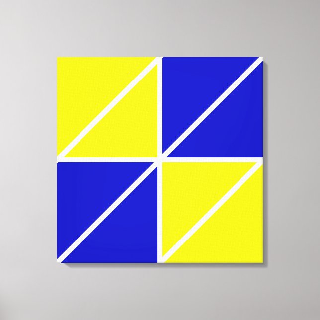Lienzo Formas geométricas abstractas en acrílico azul y a (Anverso)