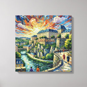 Lienzo Fortaleza de la Ciudad de Luxemburgo Panorámica Es