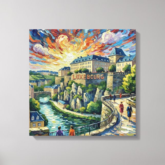 Lienzo Fortaleza de la Ciudad de Luxemburgo Panorámica Es (Anverso)