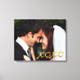 Lienzo Foto Boda de abrazos y besos de oro