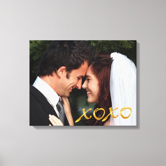 Lienzo Foto Boda de abrazos y besos de oro (Anverso)