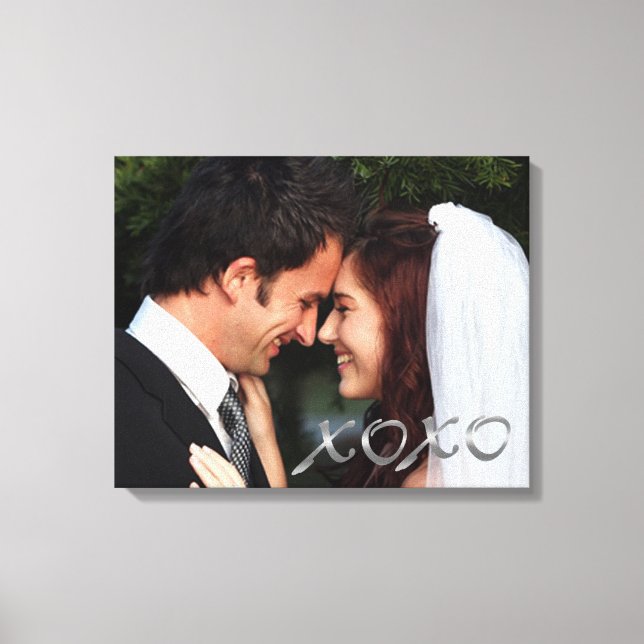 Lienzo Foto Boda de abrazos y besos plateados (Anverso)