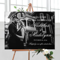 Foto boda de bienvenida signo de caligrafía elegan