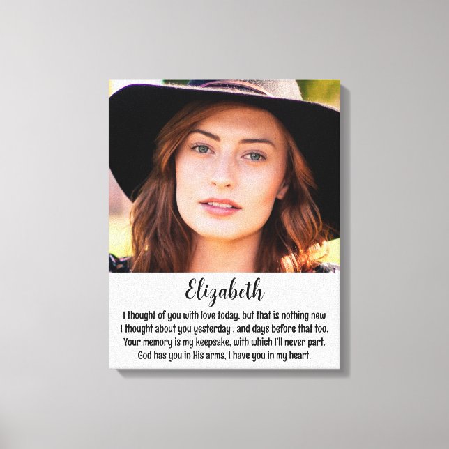 Lienzo Foto conmemorativa del poema Keepsake (Anverso)