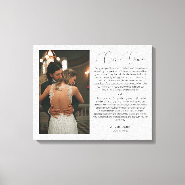 Lienzo Foto de aniversario de Boda personalizado y votos (Anverso)