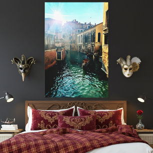 Lienzo Foto de arquitectura italiana de góndola del canal
