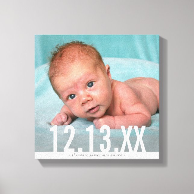 Lienzo FOTO DE BEBÉ FECHA DE NACIMIENTO superposición de  (Anverso)