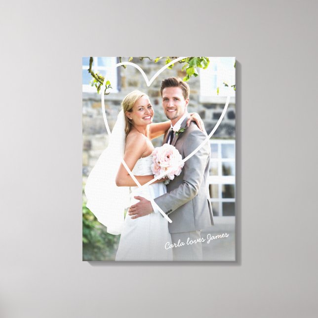 Lienzo FOTO DE BODAS overlay de corazón dibujado a mano (Anverso)