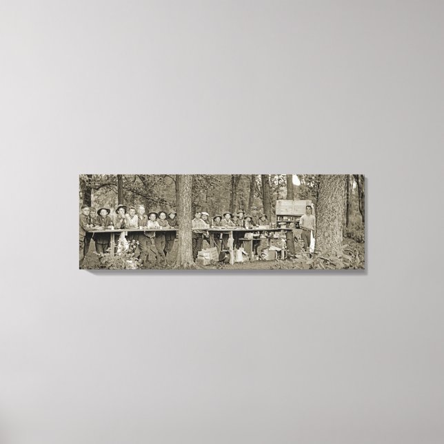 Lienzo Foto de campamento de boy scout de 1920 (Anverso)