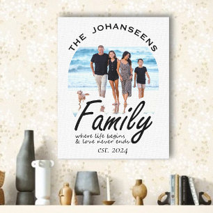 Lienzo Foto de cita de amor de vida familiar y nombre de