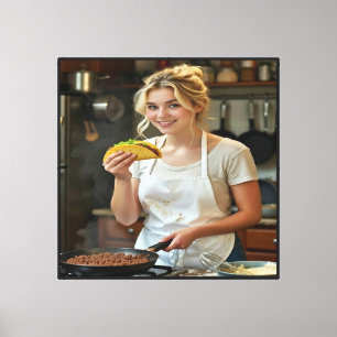 Lienzo Foto de comer tacos personalizar