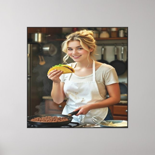 Lienzo Foto de comer tacos personalizar (Anverso)