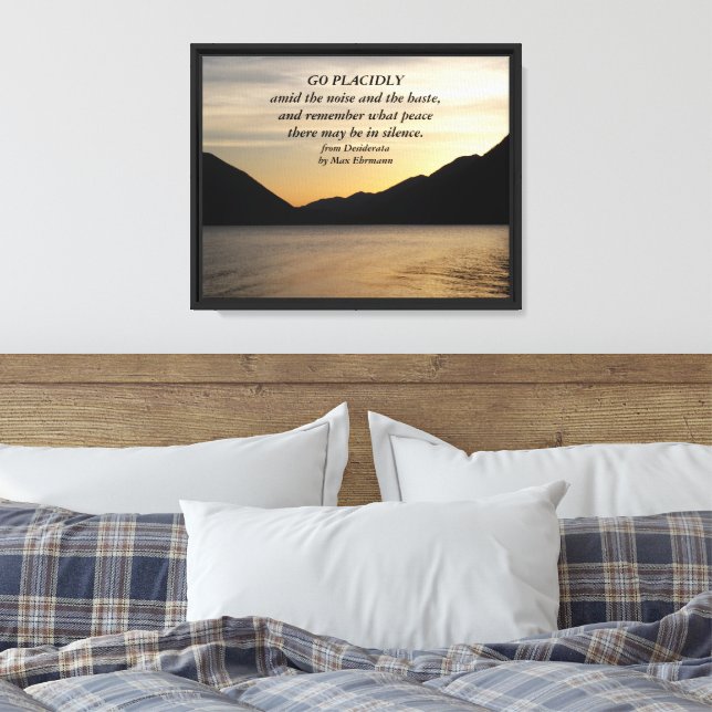 Lienzo Foto de Desiderata Verse Lake Sunset (Insitu(Dormitorio))