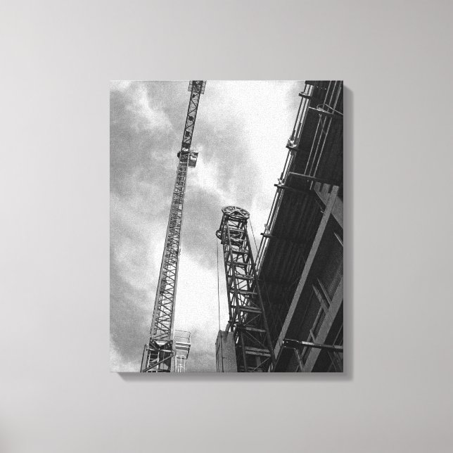 Lienzo Foto de equipo de construcción de grúa y contrapes (Anverso)