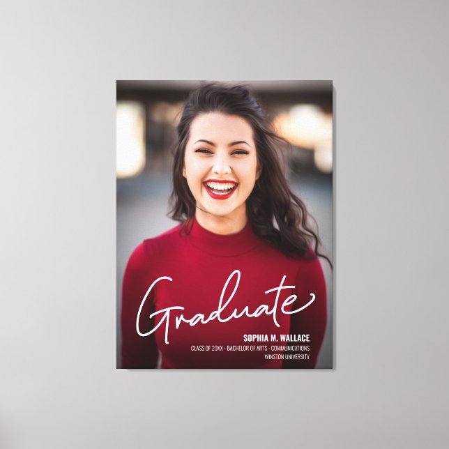 Lienzo Foto de graduado moderno con texto de clase de gra (Anverso)