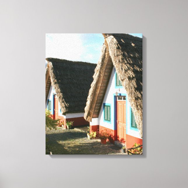 Lienzo Foto de Isla Madeira con casas típicas de Santana (Anverso)