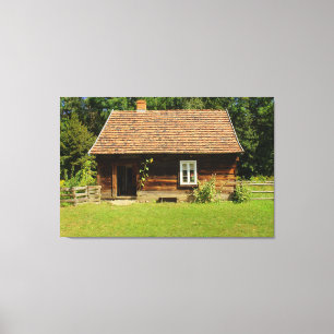 LIENZO FOTO DE LOG CABIN SERENE LANDSCAPE STRETCHED CANVA