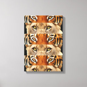 Lienzo Foto de los ojos del tigre y del león