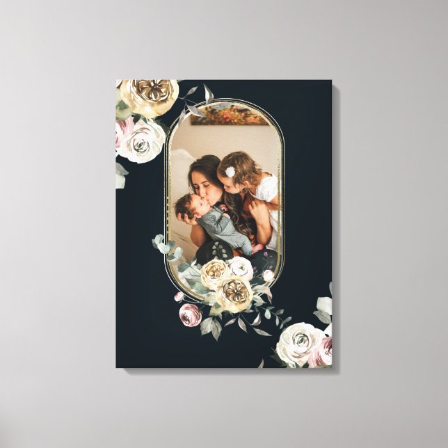 Lienzo Foto de marco floral personalizada (Anverso)