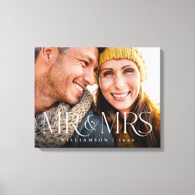 Lienzo Foto de Mr. & Mrs. Overlay Modern Couple (Anverso)