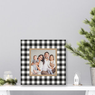 Lienzo Foto de Navidad con Cuadro Escocés de Búfalo Negro
