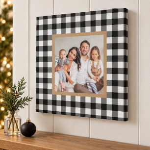 Lienzo Foto de Navidad con Cuadro Escocés de Búfalo Negro