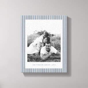 Lienzo Foto de Navidad de familia con rayas azules modern
