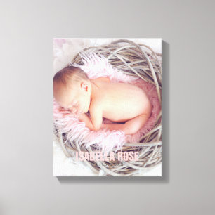 Lienzo Foto de nombre de bebé rosa