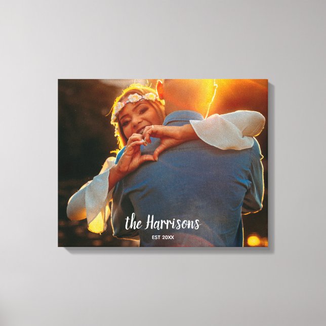 Lienzo Foto de pareja personalizada personalizado recién  (Anverso)