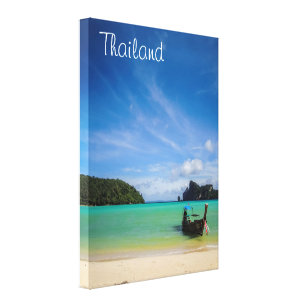 Lienzo Foto de playa de Tailandia con barco pesquero