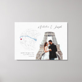 Lienzo Foto de regalo de Boda de compromiso de mapa de Pa