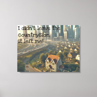 Lienzo Foto de una preciosa casa de campo con una ciudad