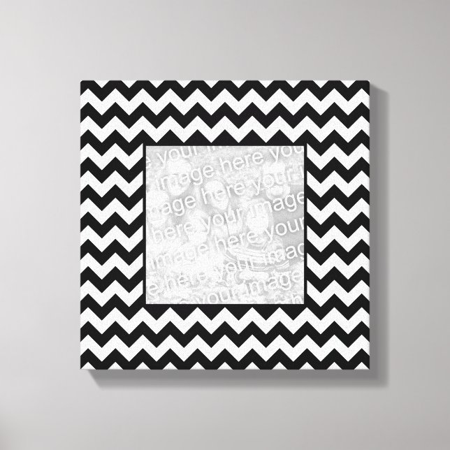 Lienzo Foto del borde cuadrado del Zigzag blanco y negro (Anverso)