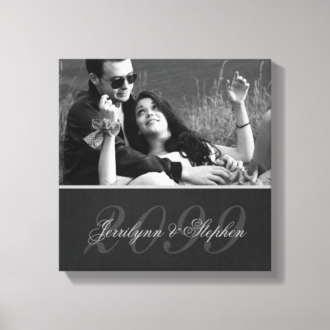 Lienzo Foto del NOMBRE DE LA PLAZA Gris Carbón de Carbón (Anverso)