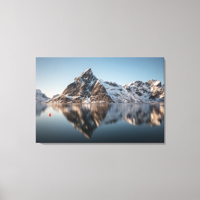 Lienzo Foto del paisaje de la montaña Lofoten (Anverso)