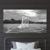 Foto deportiva en blanco y negro de portería de la