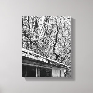 Lienzo Foto en blanco y negro de la escena invernal de ni