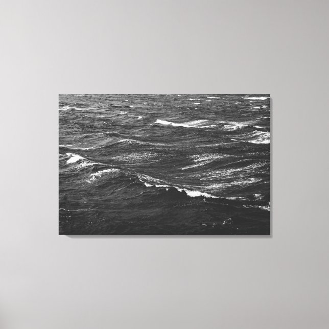 Lienzo Foto en blanco y negro de un mar tormentoso (Anverso)